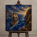Premium Wall Art Kare Html Edition – BEDROOMNW02180 displayed on a studio easel