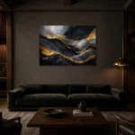 Premium Wall Art Yatay Html Edition – BLACKGOLDNW2001 shown in a warm modern interior