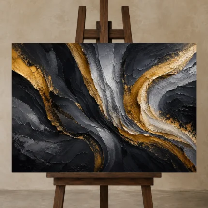 Premium Wall Art Yatay Html Edition – BLACKGOLDNW2002 displayed on a studio easel