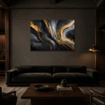 Premium Wall Art Yatay Html Edition – BLACKGOLDNW2002 shown in a warm modern interior