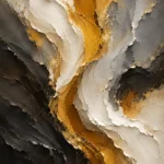 Antique gold luxe black white and gold abstract wall art print featuring ivory waves, gold currents, and charcoal shadows for elegant interiors