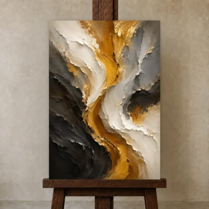 Premium Wall Art Dikey Html Edition – BLACKGOLDNW2004 displayed on a studio easel