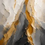 Antique gold luxe black white and gold abstract wall art print featuring layered mineral forms with charcoal and metallic accents for elegant interiors