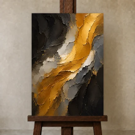 Premium Wall Art Dikey Html Edition – BLACKGOLDNW2006 displayed on a studio easel