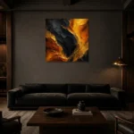 Premium Wall Art Kare Html Edition – BLACKGOLDNW2007 shown in a warm modern interior