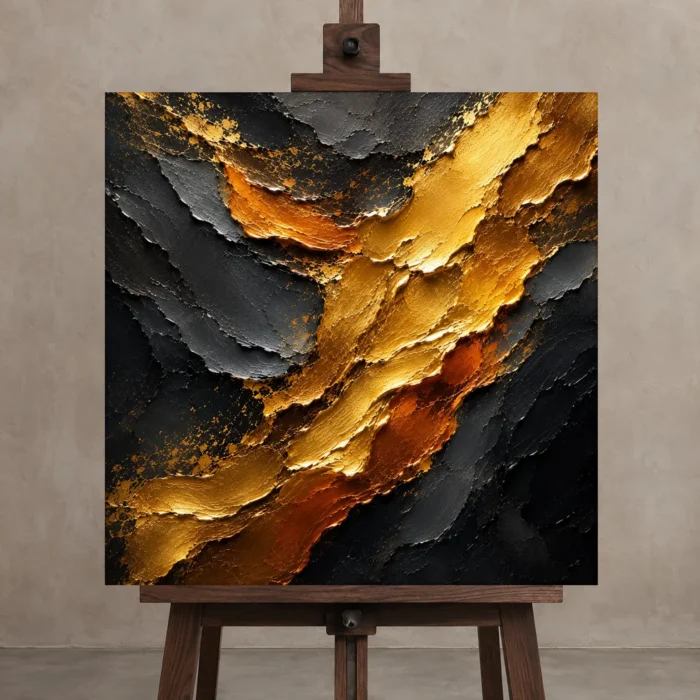 Premium Wall Art Kare Html Edition – BLACKGOLDNW2008 displayed on a studio easel