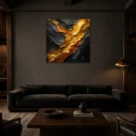 Premium Wall Art Kare Html Edition – BLACKGOLDNW2008 shown in a warm modern interior