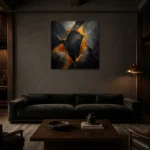 Premium Wall Art Kare Html Edition – BLACKGOLDNW2009 shown in a warm modern interior