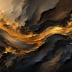 Espresso gallery black and gold abstract painting print featuring flowing dark waves with antique gold accents for elegant interiors