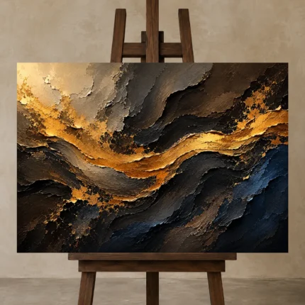 Premium Wall Art Yatay Html Edition – BLACKGOLDNW2010 displayed on a studio easel