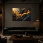 Premium Wall Art Yatay Html Edition – BLACKGOLDNW2010 shown in a warm modern interior