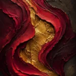 Merlot and antique gold abstract black and gold wall art print featuring flowing burgundy waves and luminous gold accents for elegant interiors