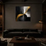 Premium Wall Art Kare Html Edition – BLACKGOLDNW2018 shown in a warm modern interior