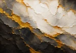 Antique gold luxe black white gold abstract print featuring marble-like white layers with glowing gold veins and charcoal depth for elegant interiors