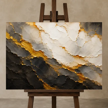 Premium Wall Art Yatay Html Edition – BLACKGOLDNW2021 displayed on a studio easel