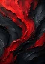 Crimson noir red black and gold abstract painting print featuring flowing red waves with deep black shadows and graphite accents for elegant interiors
