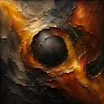 Bronze and gold metallic gold and black abstract wall art print featuring a dark central form with luxurious textured tones for elegant interiors