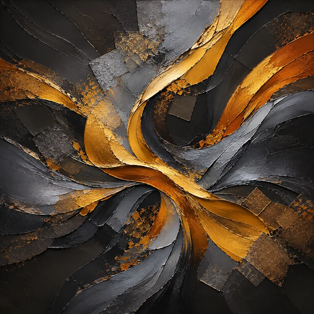 Gilded Echo Black White and Gold Abstract Canvas Art Antique Gold Luxe Art Print