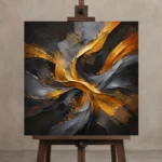 Premium Wall Art Kare Html Edition – BLACKGOLDNW2034 displayed on a studio easel