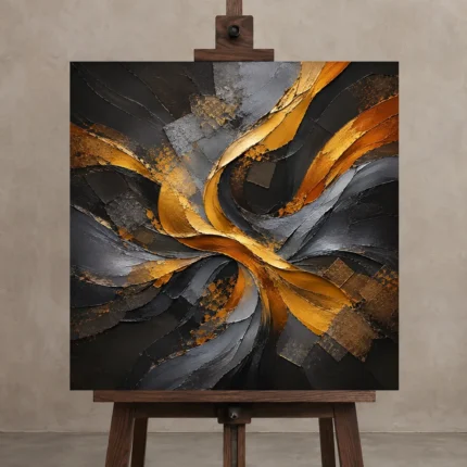 Premium Wall Art Kare Html Edition – BLACKGOLDNW2034 displayed on a studio easel