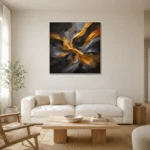 Premium Wall Art Kare Html Edition – BLACKGOLDNW2034 styled in a refined neutral interior