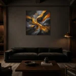 Premium Wall Art Kare Html Edition – BLACKGOLDNW2034 shown in a warm modern interior