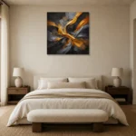 Premium Wall Art Kare Html Edition – BLACKGOLDNW2034 showcased in an elegant minimalist interior