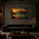 Premium Wall Art Yatay Html Edition – BLACKGOLDNW2041 shown in a warm modern interior