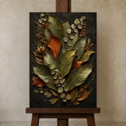 Premium Wall Art Dikey Html Edition – BLACKGOLDNW2044 displayed on a studio easel