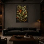 Premium Wall Art Dikey Html Edition – BLACKGOLDNW2044 shown in a warm modern interior