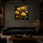 Premium Wall Art Kare Html Edition – BLACKGOLDNW2048 shown in a warm modern interior