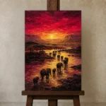 Premium Wall Art Dikey Html Edition – BLACKGOLDNW2053 displayed on a studio easel
