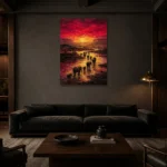 Premium Wall Art Dikey Html Edition – BLACKGOLDNW2053 shown in a warm modern interior