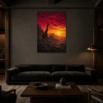 Premium Wall Art Dikey Html Edition – BLACKGOLDNW2054 shown in a warm modern interior
