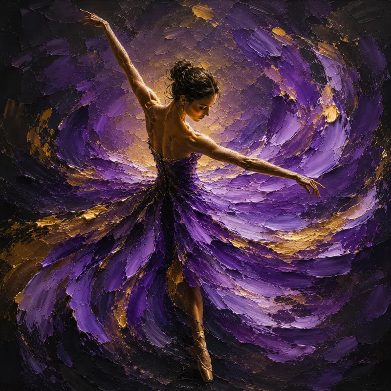 Golden Reverie Black And Gold Woman Wall Art Violet & Gold Art Print
