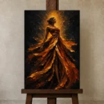 Premium Wall Art Dikey Html Edition – BLACKGOLDNW2061 displayed on a studio easel