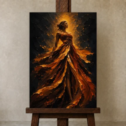 Premium Wall Art Dikey Html Edition – BLACKGOLDNW2061 displayed on a studio easel