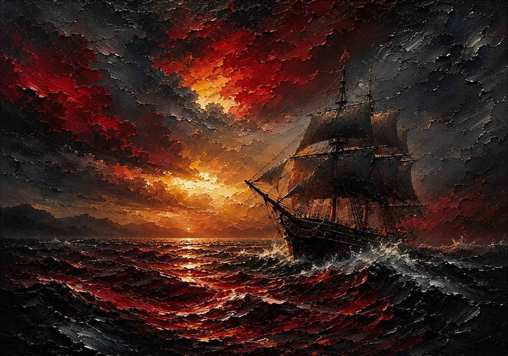 Gilded Tempest Red Black and Gold Wall Art Velvet Merlot Art Print