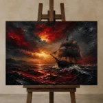 Premium Wall Art Yatay Html Edition – BLACKGOLDNW2069 displayed on a studio easel
