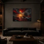 Premium Wall Art Yatay Html Edition – BLACKGOLDNW2069 shown in a warm modern interior