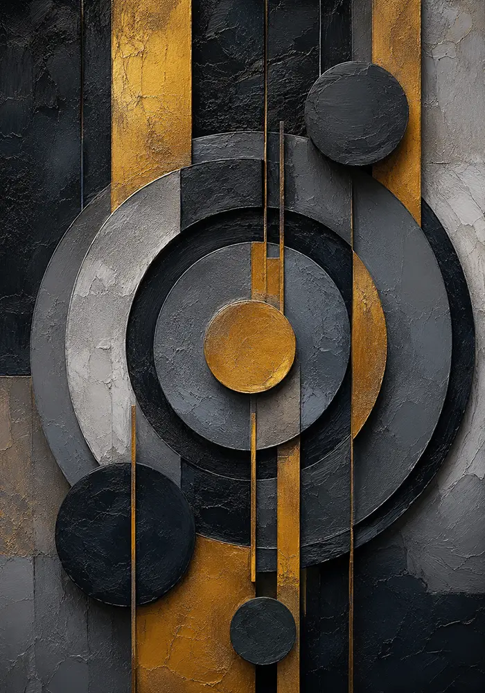 Aureate Nexus Modern Black and Gold Wall Art Charcoal & Gold Art Print