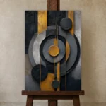 Premium Wall Art Dikey Html Edition – BLACKGOLDNW2071 displayed on a studio easel