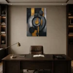 Premium Wall Art Dikey Html Edition – BLACKGOLDNW2071 displayed in a contemporary gallery-inspired room