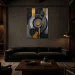 Premium Wall Art Dikey Html Edition – BLACKGOLDNW2071 shown in a warm modern interior