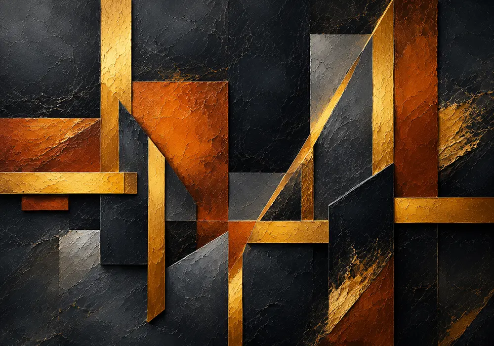 Amber Vector Black And Gold Modern Art Amber Noir Art Print