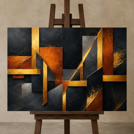 Premium Wall Art Yatay Html Edition – BLACKGOLDNW2076 displayed on a studio easel