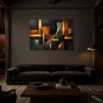 Premium Wall Art Yatay Html Edition – BLACKGOLDNW2076 shown in a warm modern interior