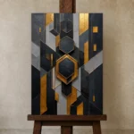 Premium Wall Art Dikey Html Edition – BLACKGOLDNW2079 displayed on a studio easel