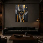 Premium Wall Art Dikey Html Edition – BLACKGOLDNW2079 shown in a warm modern interior