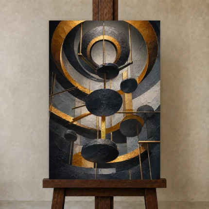 Premium Wall Art Dikey Html Edition – BLACKGOLDNW2080 displayed on a studio easel
